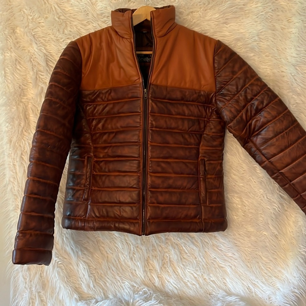 Vintage Real Leather Quilted coat new without tags